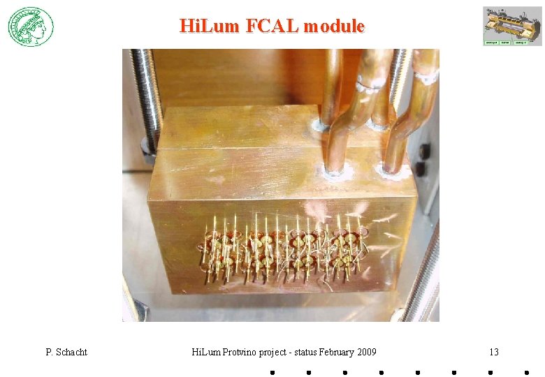 Hi. Lum FCAL module P. Schacht Hi. Lum Protvino project - status February 2009
