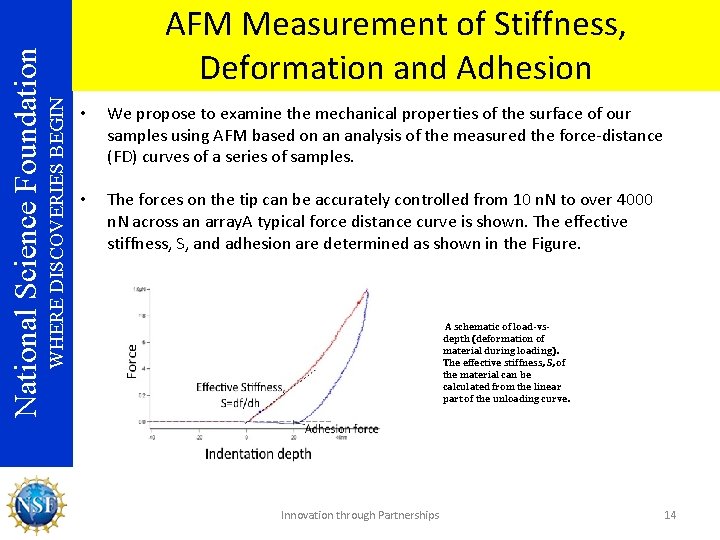WHERE DISCOVERIES BEGIN National Science Foundation AFM Measurement of Stiffness, Deformation and Adhesion •