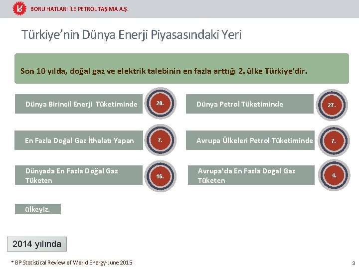 BORU HATLARI İLE PETROL TAŞIMA A. Ş. Türkiye’nin Dünya Enerji Piyasasındaki Yeri Son 10