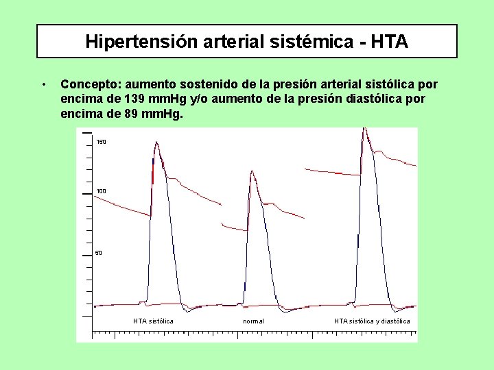 Hipertensión arterial sistémica - HTA • Concepto: aumento sostenido de la presión arterial sistólica