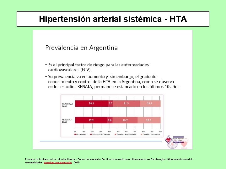 Hipertensión arterial sistémica - HTA Tomado de la clase del Dr. Nicolas Renna –