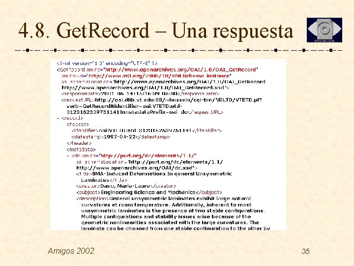 4. 8. Get. Record – Una respuesta Amigos 2002 35 