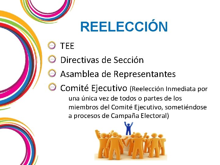 REELECCIÓN TEE Directivas de Sección Asamblea de Representantes Comité Ejecutivo (Reelección Inmediata por una