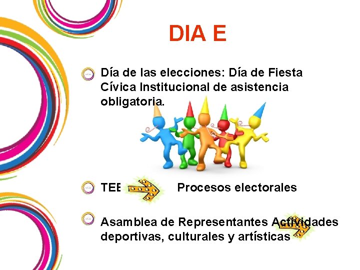 DIA E • Día de las elecciones: Día de Fiesta Cívica Institucional de asistencia