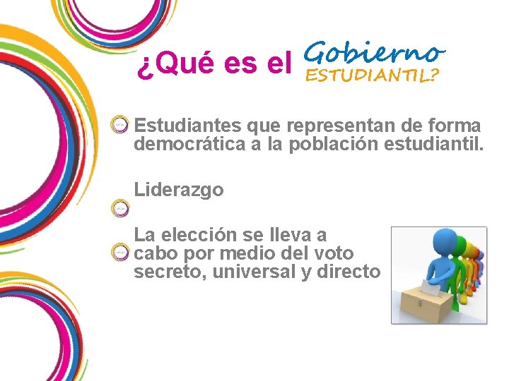 Gobierno ¿Qué es el ESTUDIANTIL? Estudiantes que representan de forma democrática a la población