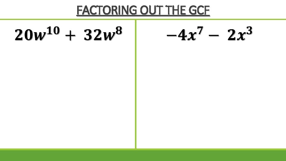FACTORING OUT THE GCF 
