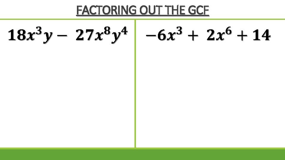 FACTORING OUT THE GCF 