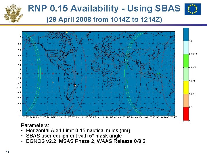 RNP 0. 15 Availability - Using SBAS (29 April 2008 from 1014 Z to