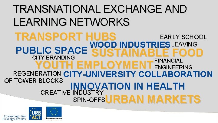 TRANSNATIONAL EXCHANGE AND LEARNING NETWORKS EARLY SCHOOL TRANSPORT HUBS WOOD INDUSTRIES LEAVING PUBLIC SPACE