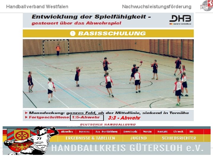 Handballverband Westfalen Nachwuchsleistungsförderung 3: 3 - Abwehr 13 Sept -11 Olaf Grintz - Handballkreis