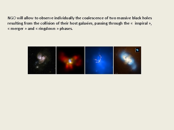 NGO will allow to observe individually the coalescence of two massive black holes resulting