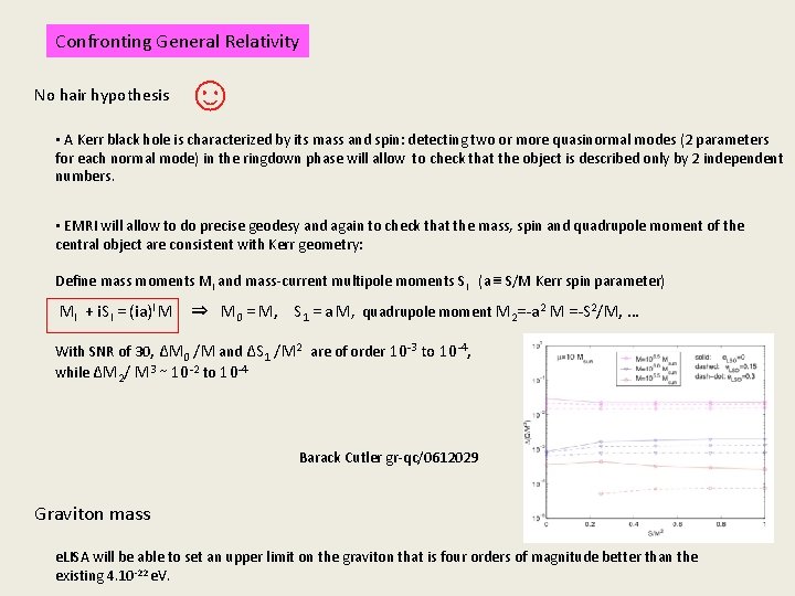 Confronting General Relativity No hair hypothesis ☺ • A Kerr black hole is characterized