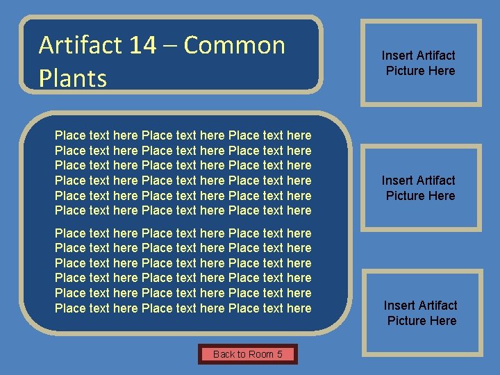 Name of Museum Artifact 14 – Common Plants Place text here Place text here