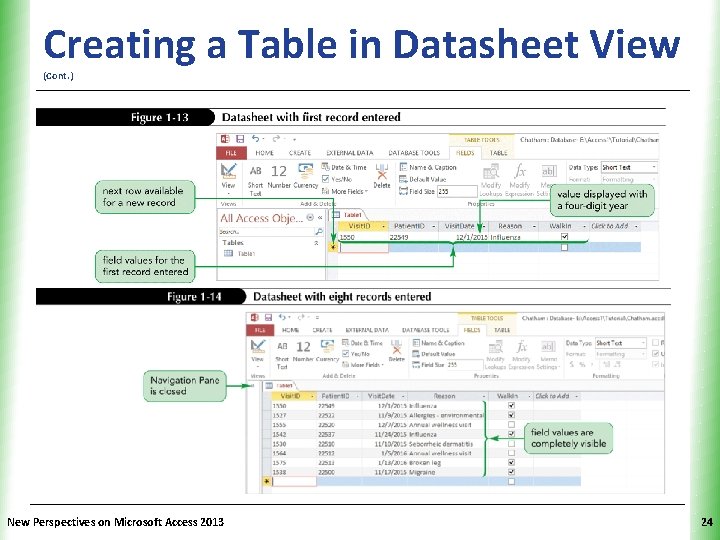 XP Creating a Table in Datasheet View (Cont. ) New Perspectives on Microsoft Access