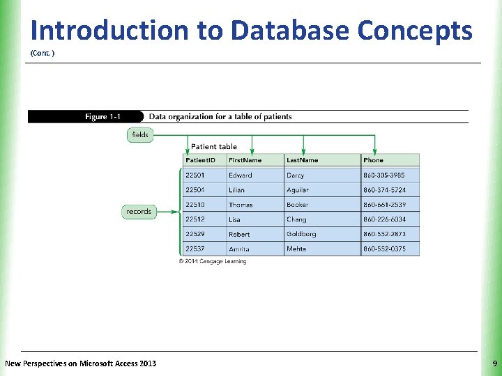 Introduction to Database Concepts XP (Cont. ) New Perspectives on Microsoft Access 2013 9