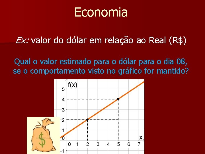 Economia Ex: valor do dólar em relação ao Real (R$) Qual o valor estimado