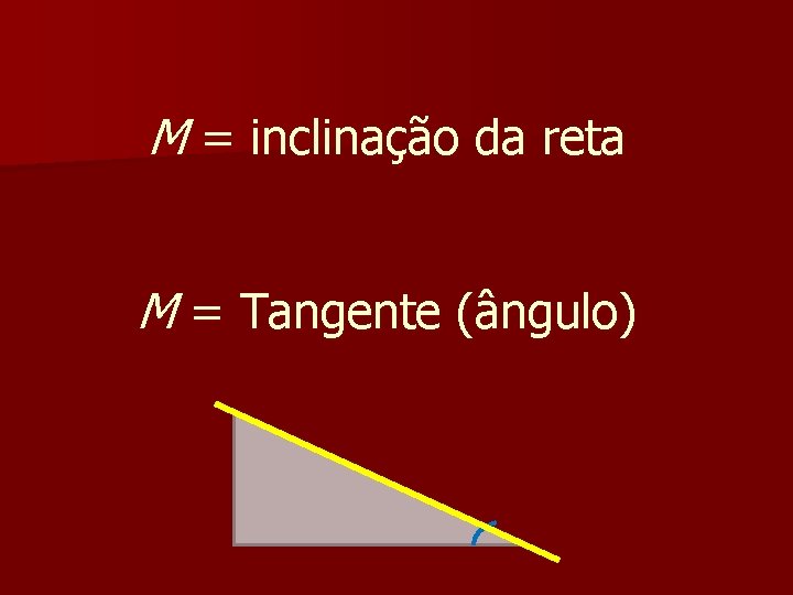 M = inclinação da reta M = Tangente (ângulo) 