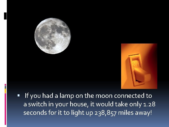  If you had a lamp on the moon connected to a switch in