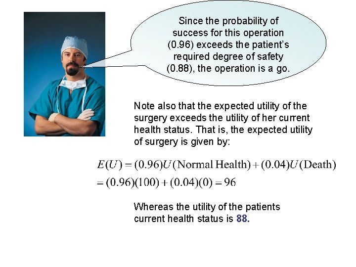 Since the probability of success for this operation (0. 96) exceeds the patient’s required Since the probability of success for this operation (0. 96) exceeds the patient’s required