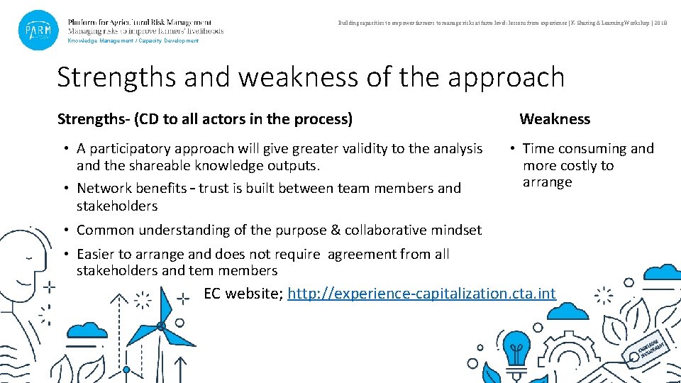 Building capacities to empower farmers to manage risks at farm level: lessons from experience