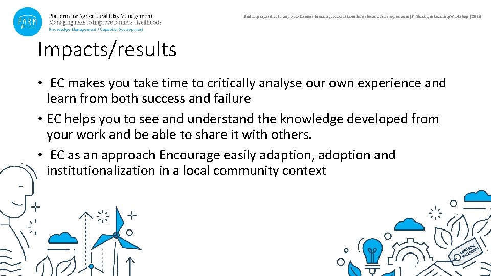 Building capacities to empower farmers to manage risks at farm level: lessons from experience