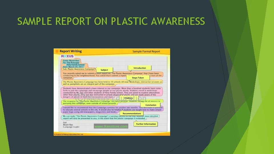 SAMPLE REPORT ON PLASTIC AWARENESS 