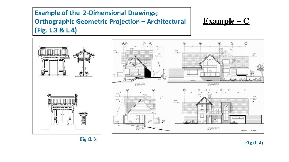 Example of the 2 -Dimensional Drawings; Orthographic Geometric Projection – Architectural (Fig. L. 3
