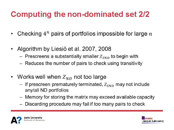 Computing the non-dominated set 2/2 • 