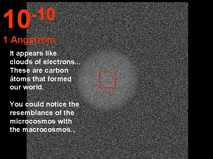 -10 10 1 Angstrom It appears like clouds of electrons. . . These are