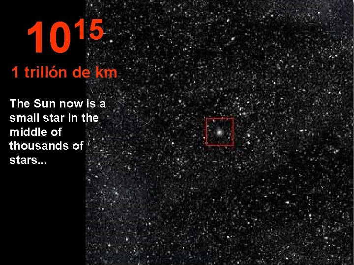 15 10 1 trillón de km The Sun now is a small star in