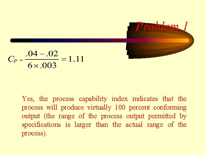 Problem 1 Yes, the process capability index indicates that the process will produce virtually