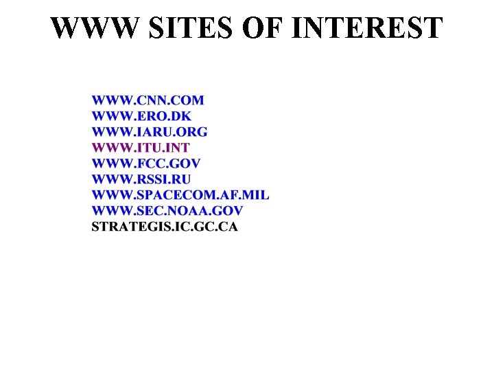 WWW SITES OF INTEREST 