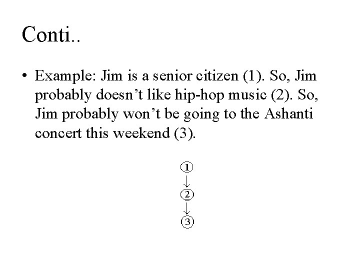 Conti. . • Example: Jim is a senior citizen (1). So, Jim probably doesn’t