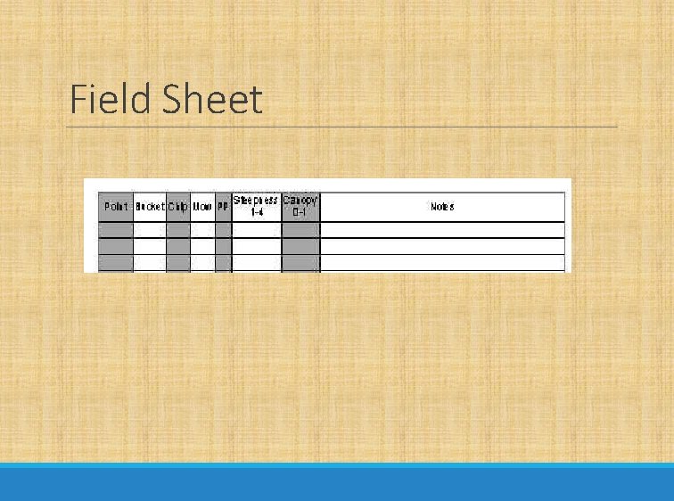 Field Sheet 