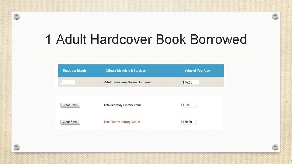 1 Adult Hardcover Book Borrowed 