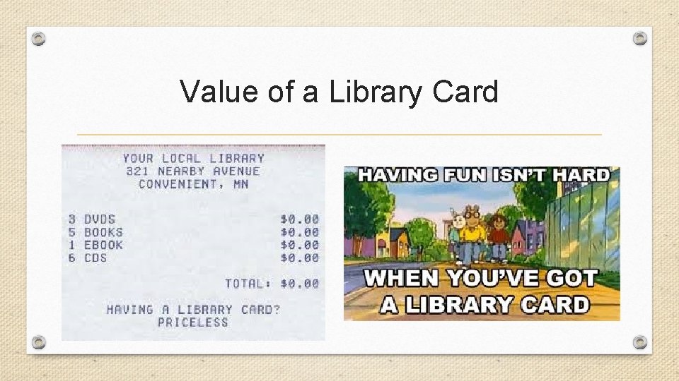 Value of a Library Card 