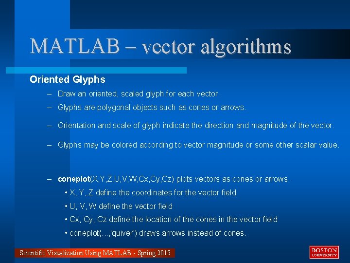 MATLAB – vector algorithms Oriented Glyphs – Draw an oriented, scaled glyph for each