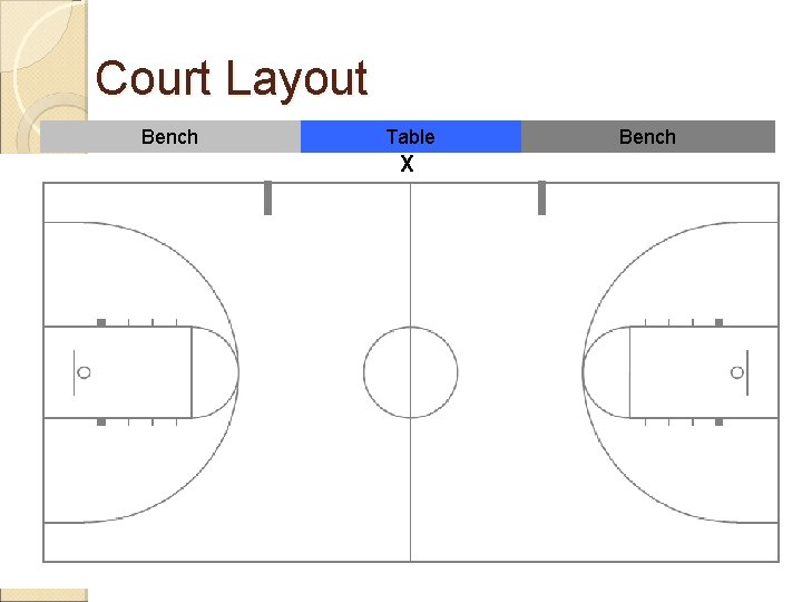 Court Layout Bench Table X Bench 