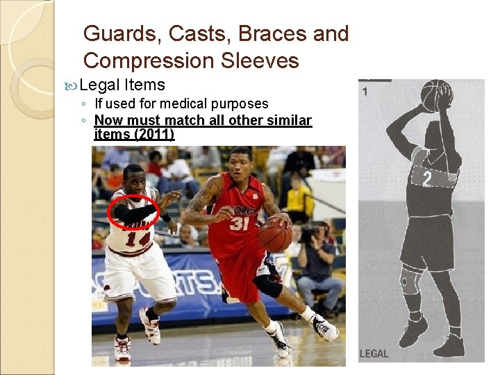 Guards, Casts, Braces and Compression Sleeves Legal Items ◦ If used for medical purposes