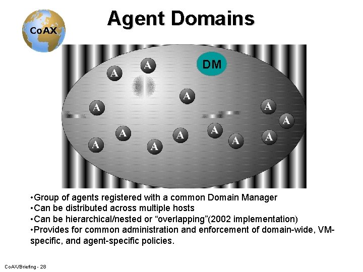 Co. AX Agent Domains DM • Group of agents registered with a common Domain