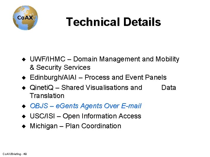 Co. AX u u u Co. AX/Briefing - 49 Technical Details UWF/IHMC – Domain