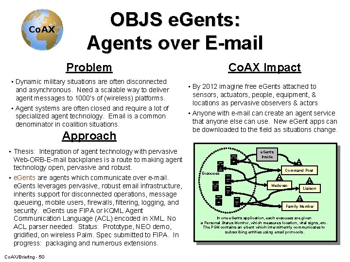Co. AX OBJS e. Gents: Agents over E-mail Problem • Dynamic military situations are