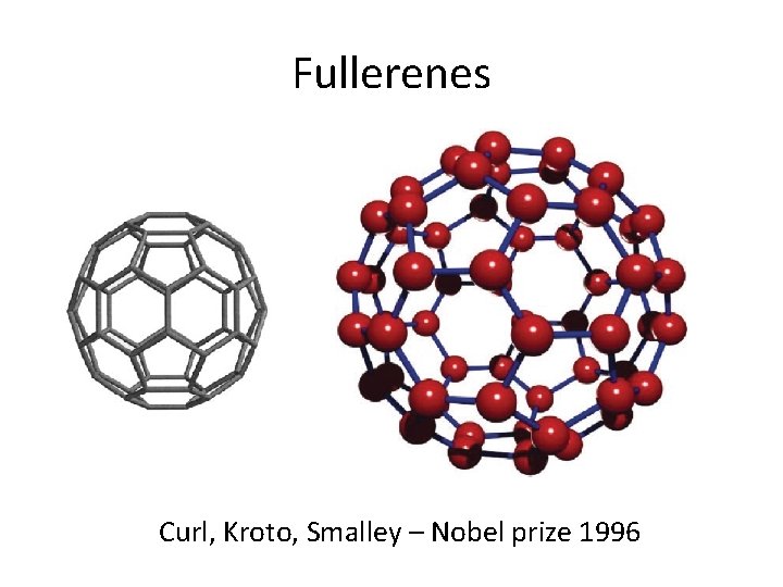 Fullerenes Curl, Kroto, Smalley – Nobel prize 1996 