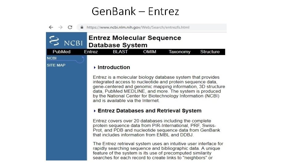 Gen. Bank – Entrez Gen. Bank – Entrez