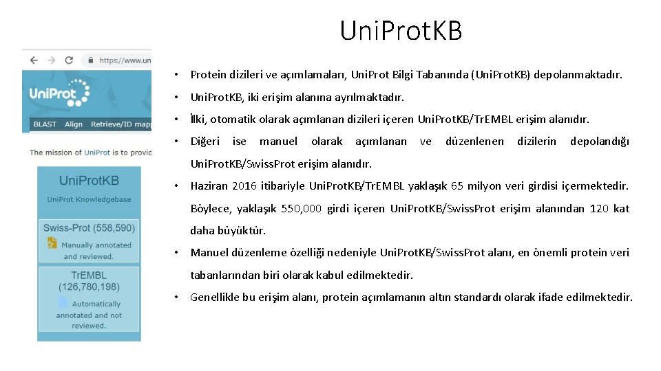 Uni. Prot. KB • Protein dizileri ve açımlamaları, Uni. Prot Bilgi Tabanında (Uni. Prot. Uni. Prot. KB • Protein dizileri ve açımlamaları, Uni. Prot Bilgi Tabanında (Uni. Prot.