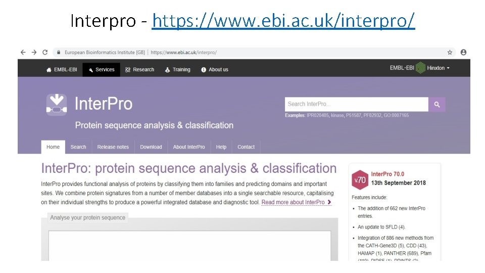 Interpro - https: //www. ebi. ac. uk/interpro/ Interpro - https: //www. ebi. ac. uk/interpro/