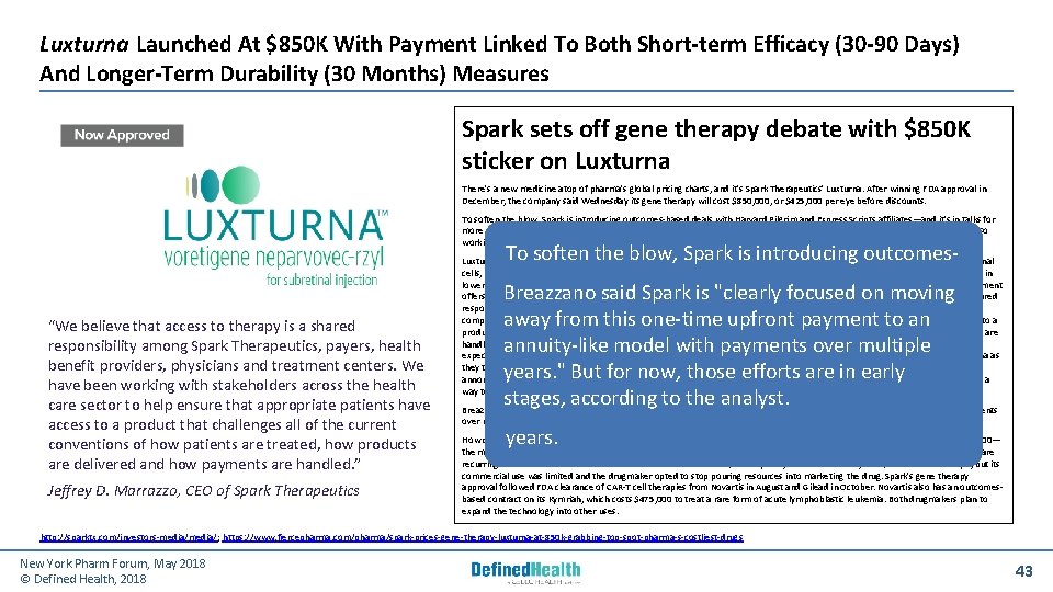 Luxturna Launched At $850 K With Payment Linked To Both Short‐term Efficacy (30‐ 90