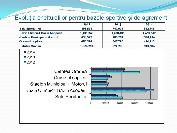 Evoluţia cheltuielilor pentru bazele sportive și de agrement 