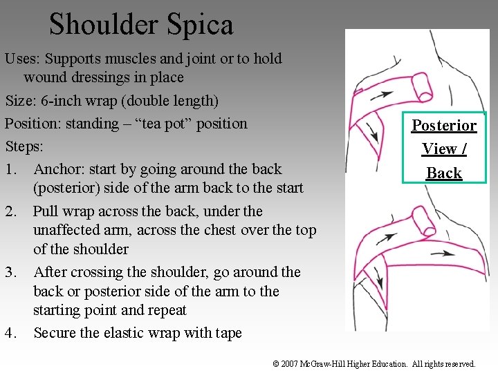 Shoulder Spica Uses: Supports muscles and joint or to hold wound dressings in place