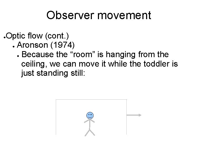 Observer movement ● Optic flow (cont. ) ● Aronson (1974) ● Because the “room”